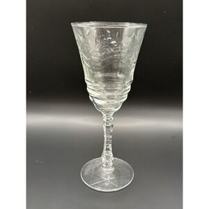 Libbey Rock Sharpe Arctic Rose Base Star‎ Of David Water Goblets Stem 3005